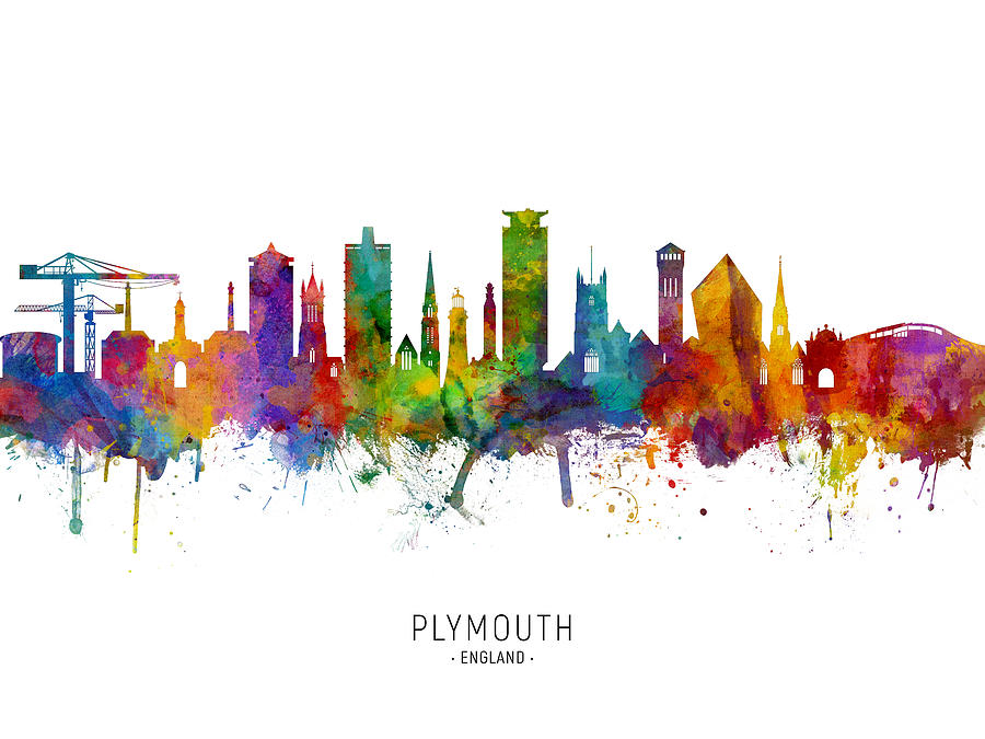 Plymouth England Skyline #82 Digital Art by Michael Tompsett