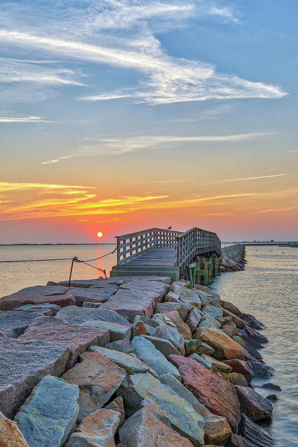 Plymouth Harbor Jetty and Wooden Bridge Photograph by Juergen Roth