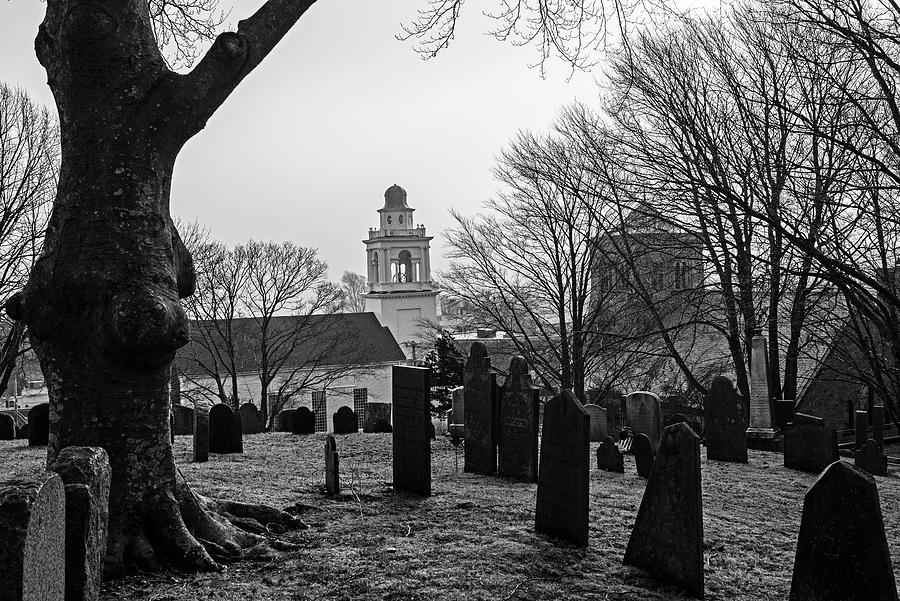 Plymouth MA Burial Hill Cemetery Black and White Photograph by Toby McGuire