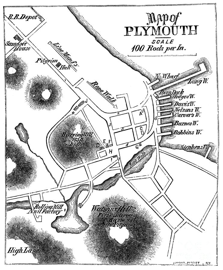 Plymouth, Massachusetts, 1875 Drawing by Granger