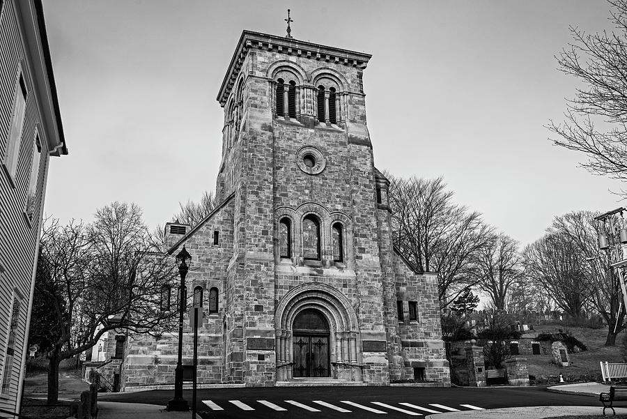 Plymouth Massachusetts First Church Black and White Photograph by Toby McGuire