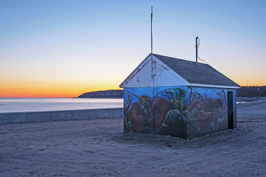 Plymouth Massachusetts Long Beach Beach House Golden Sunrise Photograph by Toby McGuire
