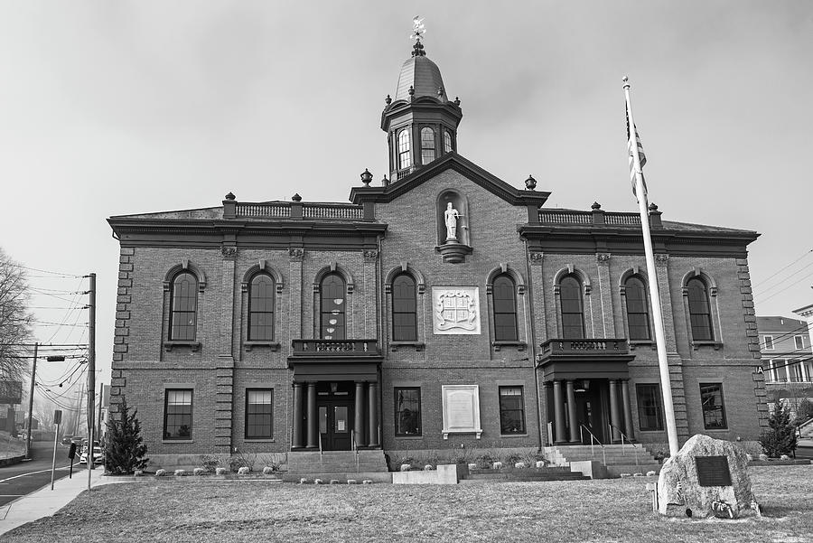 Plymouth Massachusetts Town Office Building South Shore Black and White Photograph by Toby McGuire