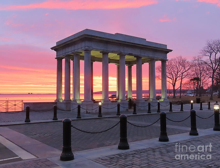 Plymouth Rock canopy February sunrise  Photograph by Janice Drew