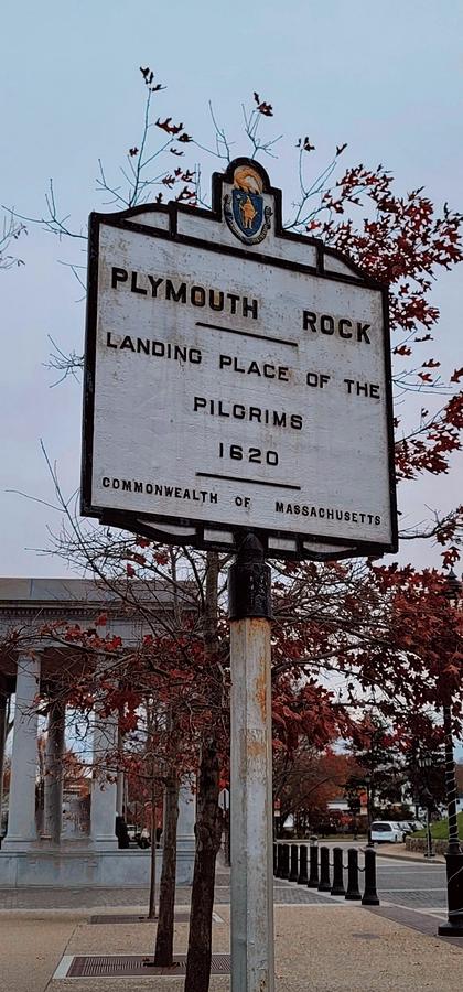 Plymouth Rock Sign Photograph by Kathy Barney