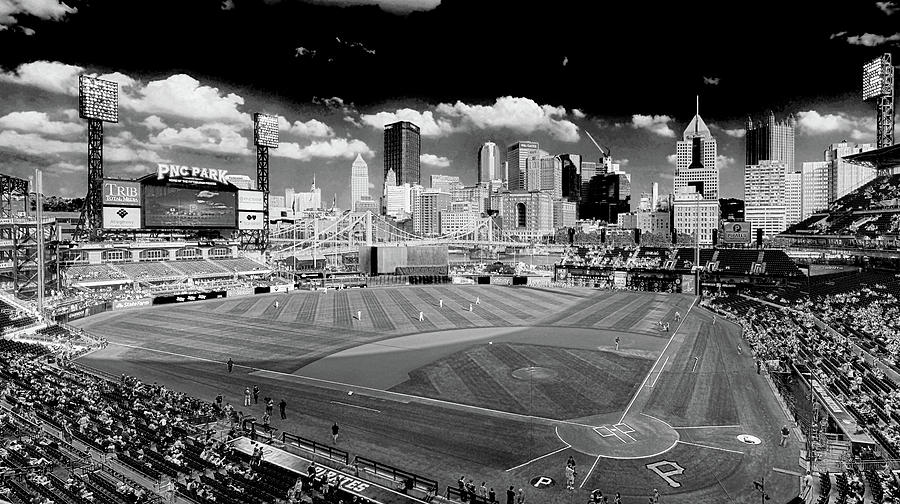 Pittsburgh Photograph - Pnc Park Almost Game Time BW by C H Apperson
