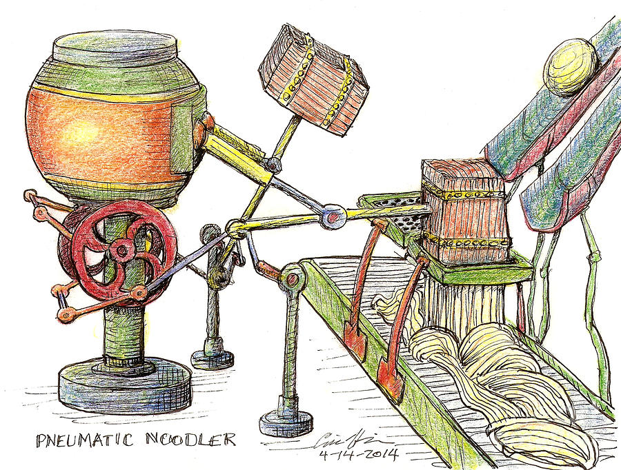 Pneumatic Noodler Drawing by Eric Haines