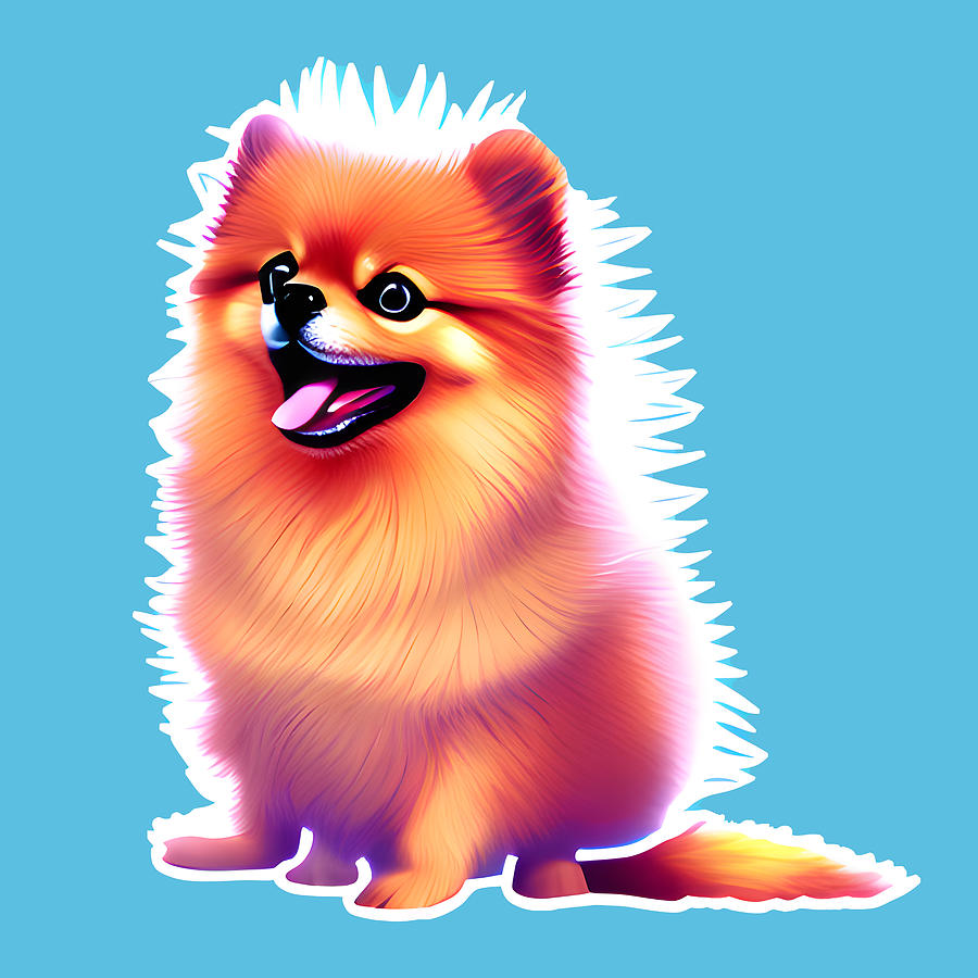 PO007 Pomeranian Toy Pom Pomeranian Dog Digital Art by Large Wall Art ...