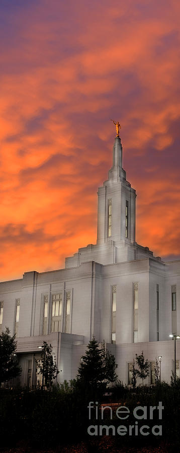 Pocatello LDS Mormon Latter-Day Saint Temple at Sunset with Glow Photograph by Lane Erickson