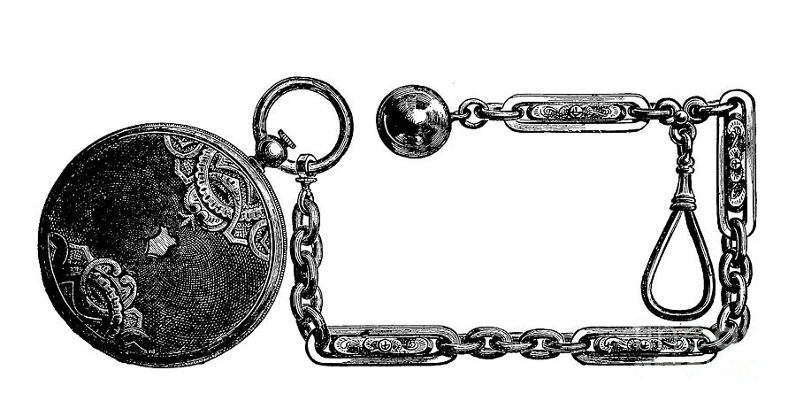 Pocket Watch and chain Digital Art by Pete Klinger