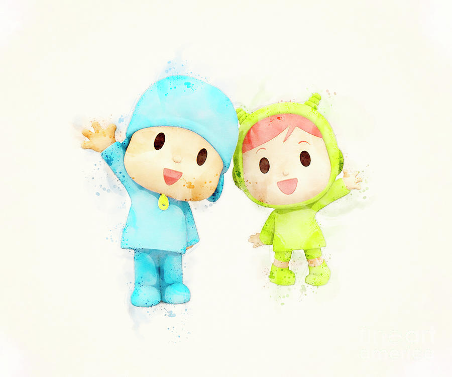 Pocoyo and Nina Watercolor Painting by Pablo Romero - Fine Art America