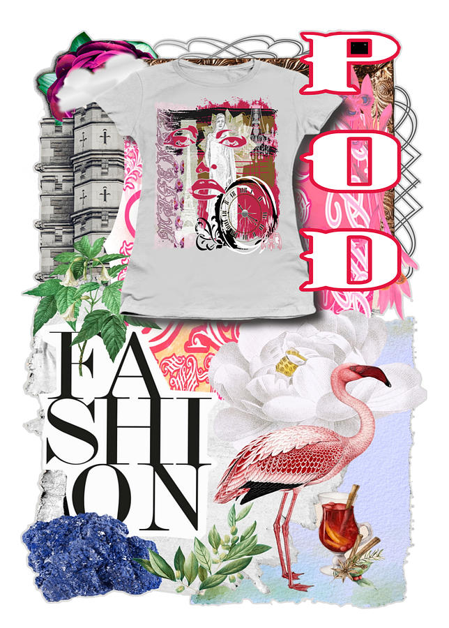 POD Shirt Fashion Collage Digital Art by Delynn Addams