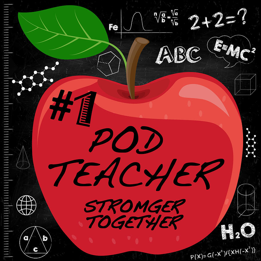 Pod Teacher Pod Learning Pod School Virtual Teaching Apple Painting by Tony Rubino