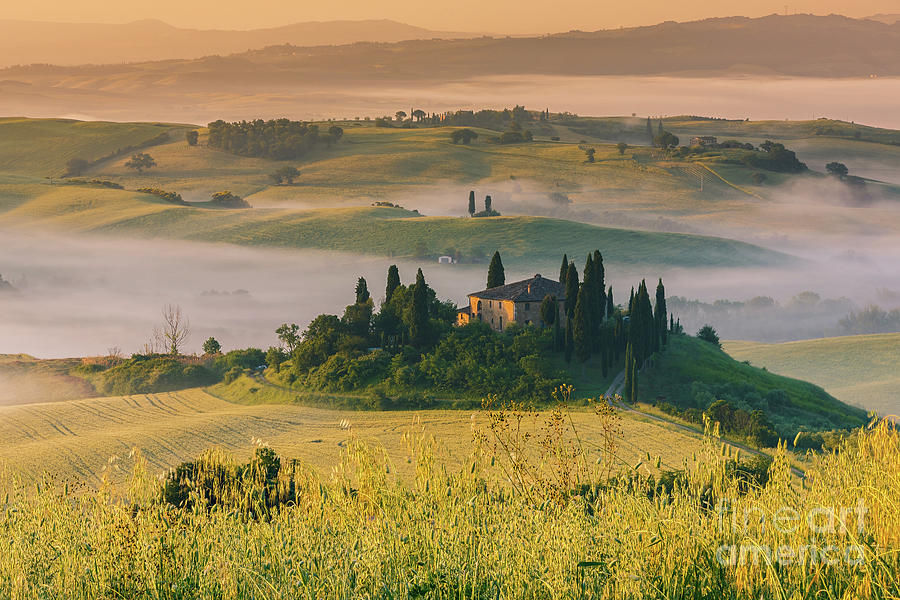 Podere Belvedere in morning light, near between Pienza and San Q Photograph by Henk Meijer Photography