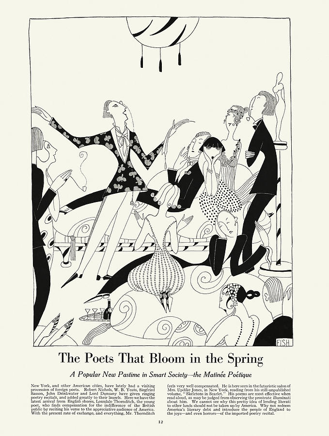 Poetry Matinee in 1920. Satirical sketches by By Anne Fish Drawing by Ikonographia - Anne Fish
