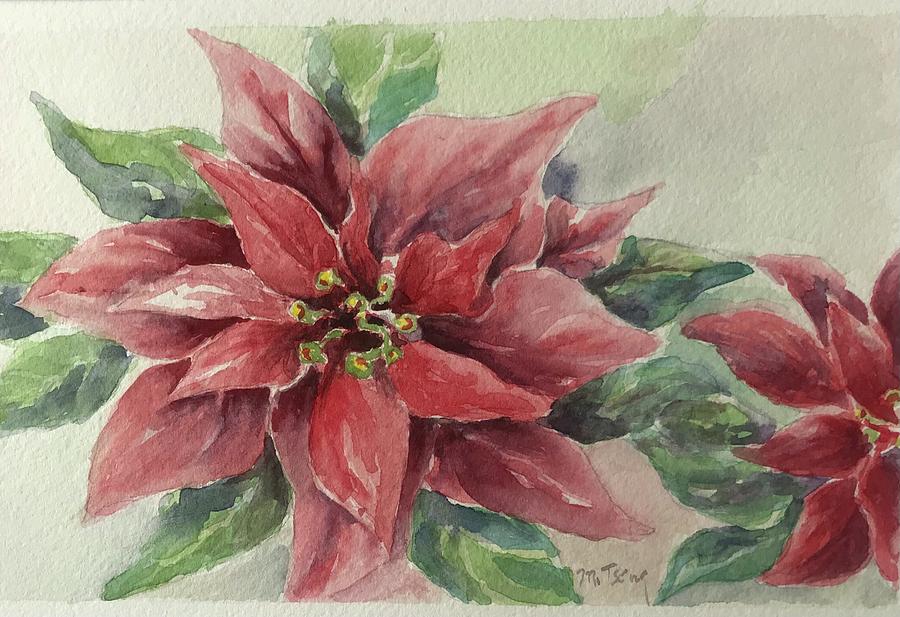 Poinsettas Painting by Milly Tseng