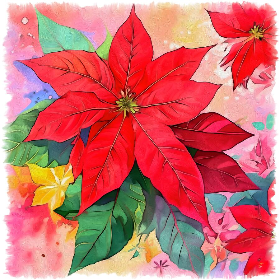 Poinsettia - 2 Painting by Anas Afash