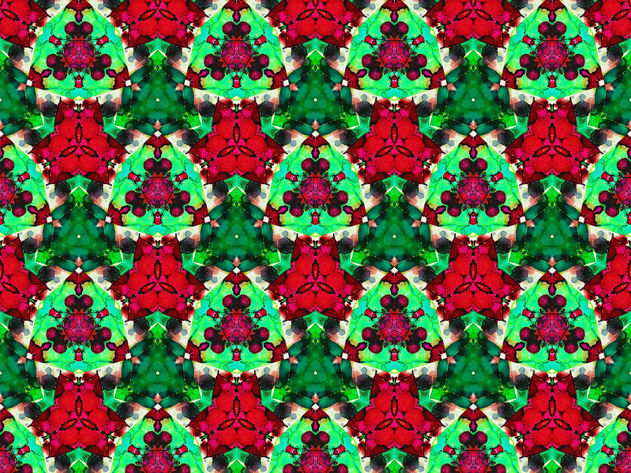 Poinsettia Abstract Kaleidoscope Series 5 Mixed Media by Eileen Backman