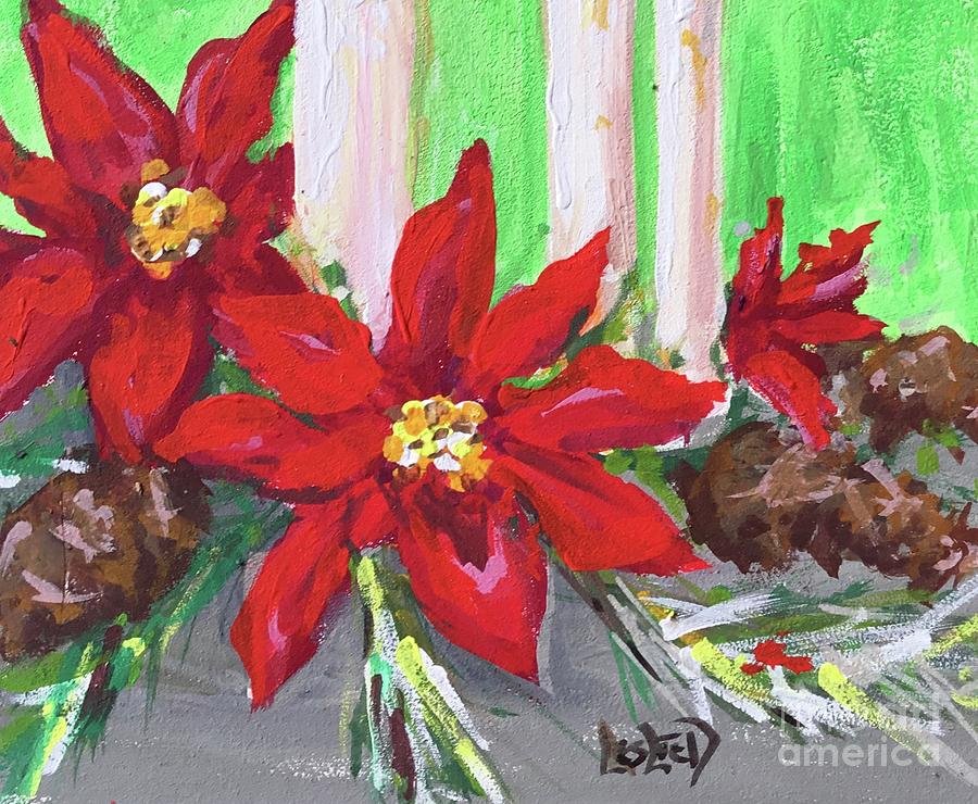 Poinsettia crop 2 Painting by Leslie Dobbins