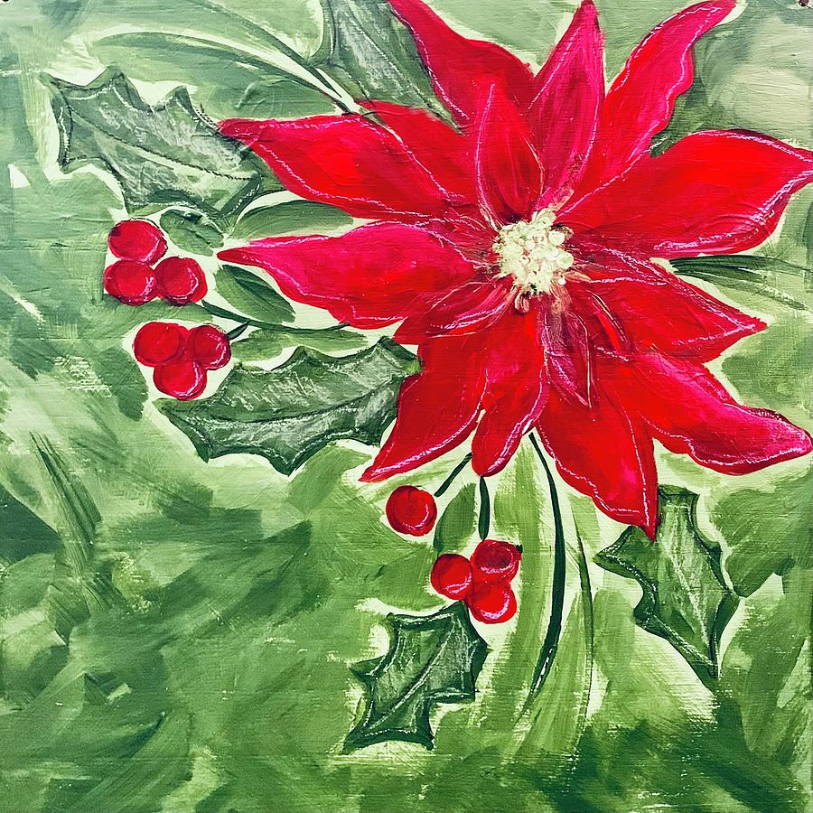 Poinsettia love Painting by Monica Martin