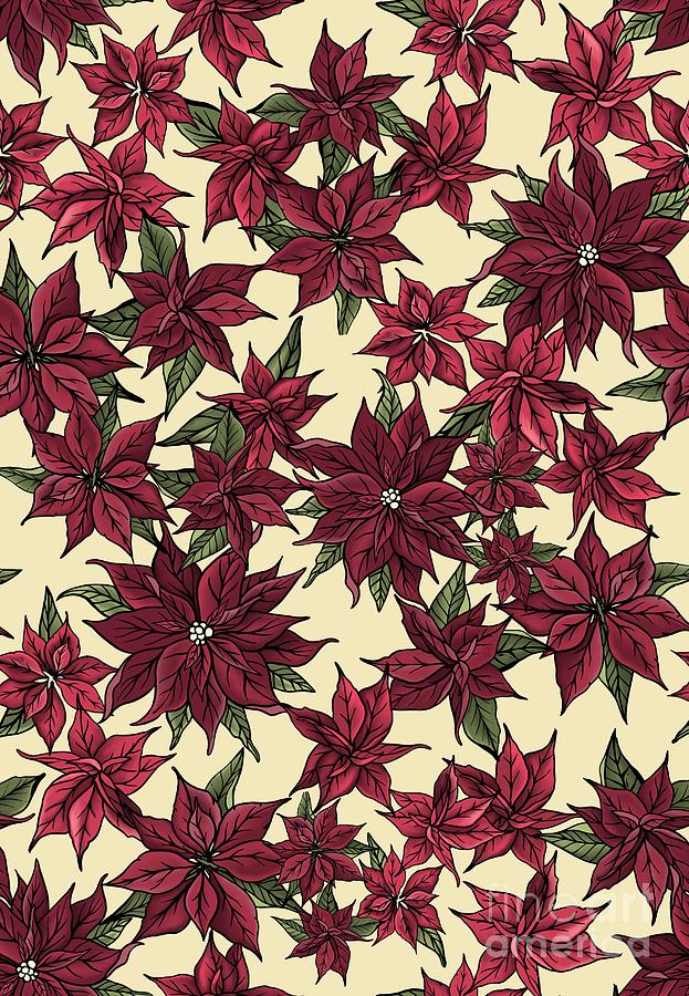 Poinsettia Pattern Digital Art by HD Connelly - Fine Art America