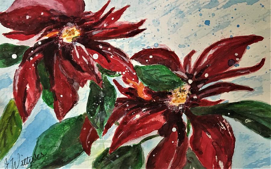 Poinsettias for the Holiday Painting by Julie Wittwer