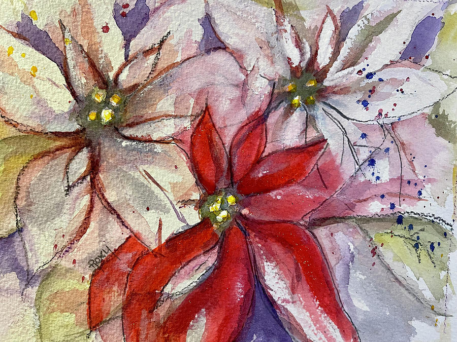 Poinsettias Painting by Roxy Rich