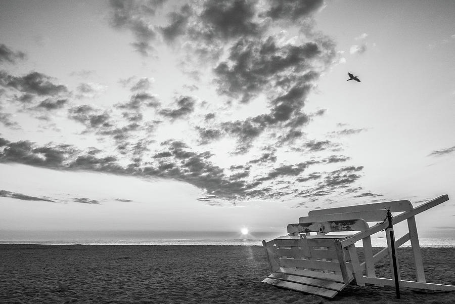 Black And White Photograph - Jersey Shore Sunrise              by Bob Cuthbert