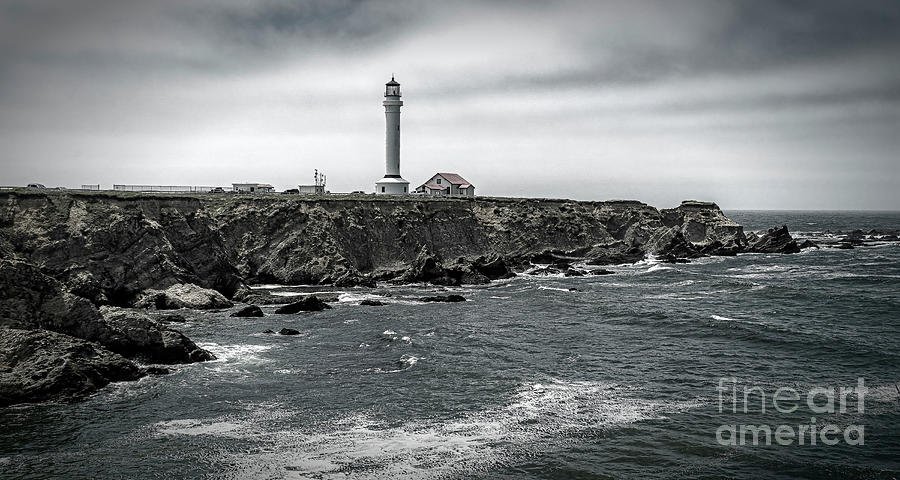 Point Arena Lighthouse monotone Photograph by Nick Zelinsky Jr