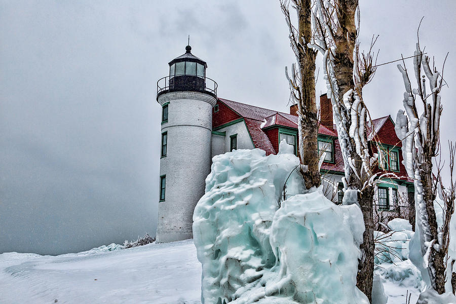 Point Betsie all dressed up for Winter Photograph by Joe Holley