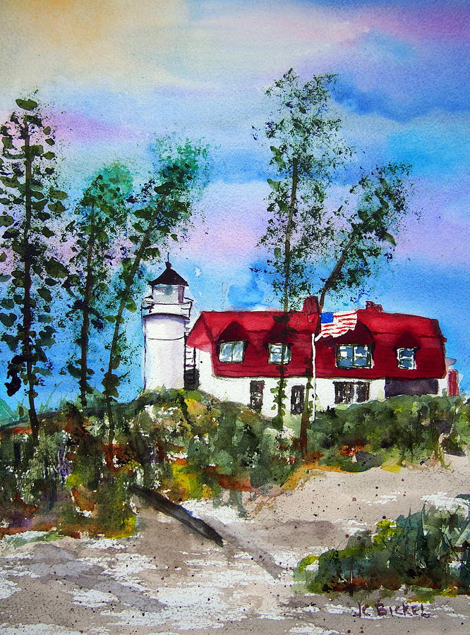Point Betsie lighthouse Painting by Jacquelin Bickel