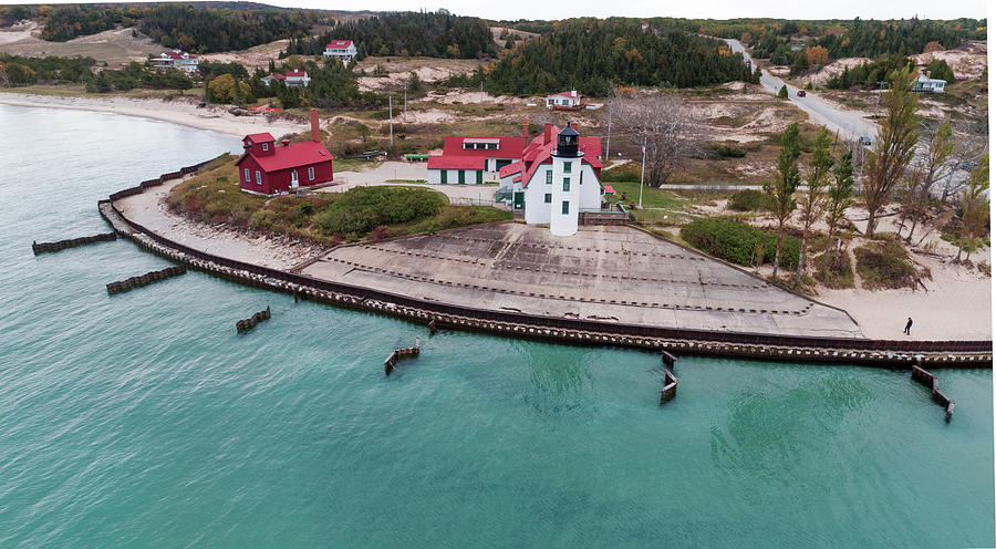 Point Betsie lighthouse Looking East Photograph by Ron Wiltse
