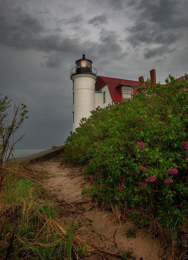 Point Betsie Lighthouse Spring Storm Photograph by Dan Sproul