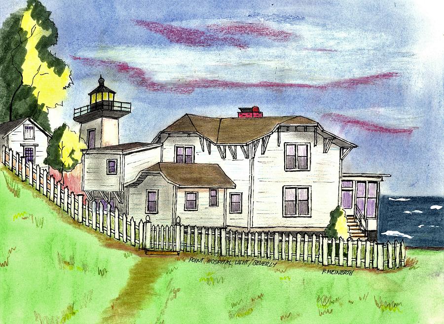Essex County Drawing - Point Hospital Light by Paul Meinerth
