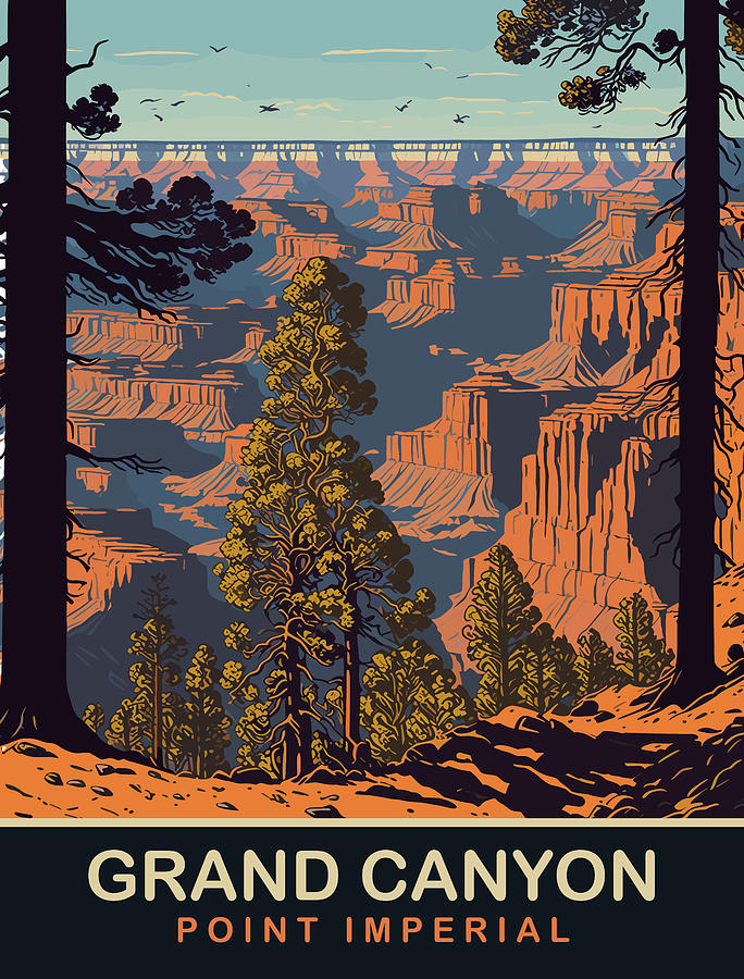 Grand Canyon National Park Digital Art - Point Imperial, Grand Canyon by Long Shot