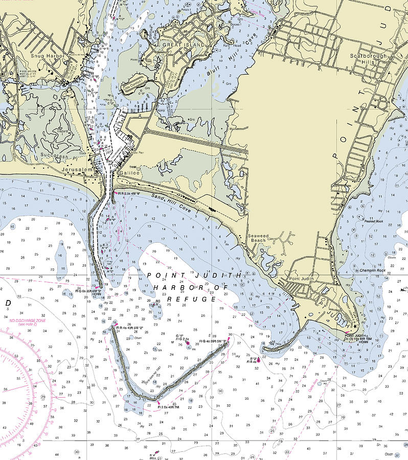 Point Judith Harbor of Refuge Rhode Island Nautical Chart Digital Art