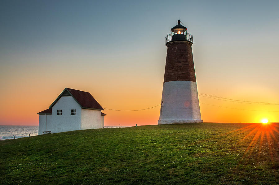 Point Judith Lighthouse at Sunset Photograph by Photos by Thom