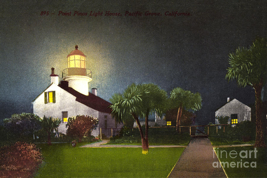 Light House Photograph - Point Pinos Light House, Pacific Grove, California Circa 1910 by Monterey County Historical Society