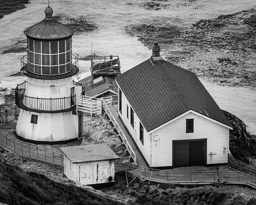 Black And White Photograph - Point Reyes Lighthouse II BW by David Gordon