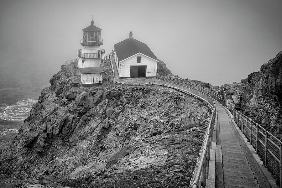 Point Reyes Lighthouse in Fog Photograph by Adam Romanowicz