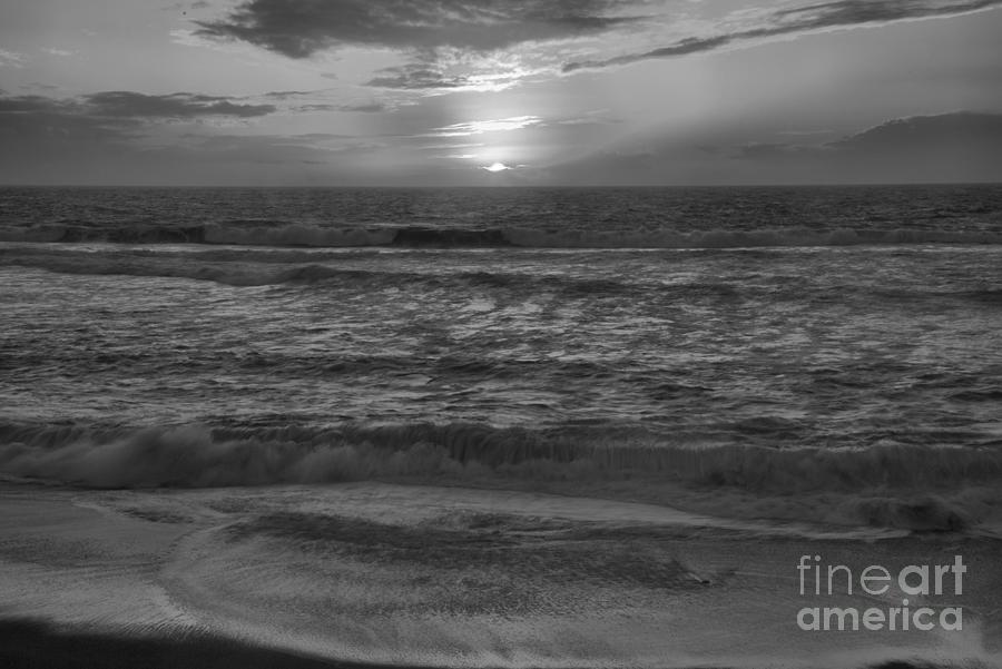 Point Reyes Pacific Ocean Sunset Black And White Photograph by Adam Jewell