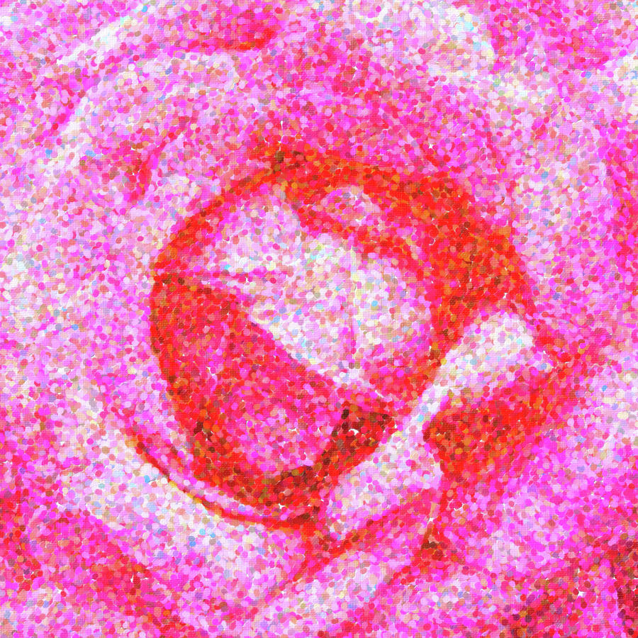 Pointillism Pink Rose Digital Art by SR Green