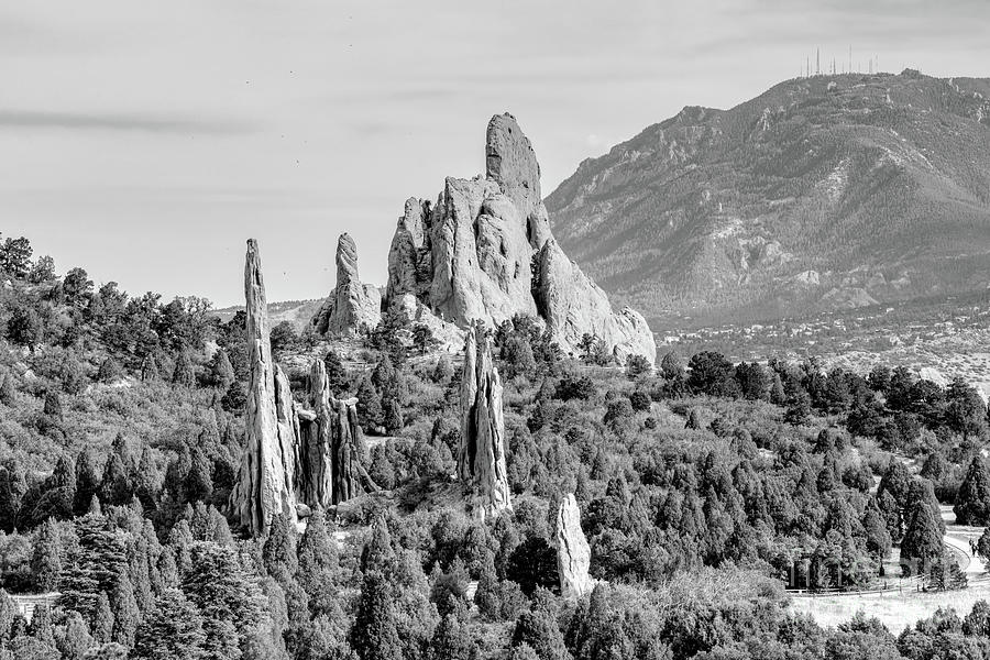 Pointy Cathedral Spires Colorado Grayscale Photograph by Jennifer White