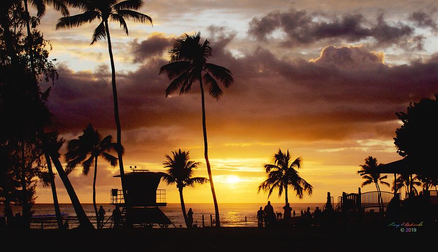 Poipu Beach Park Kauai Sunset 1 Photograph by Gary F Richards