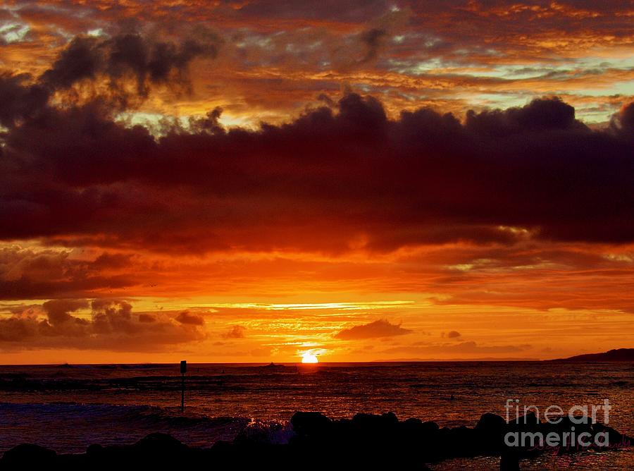 Poipu Beach Park Kauai Sunset Splash  Photograph by Gary F Richards