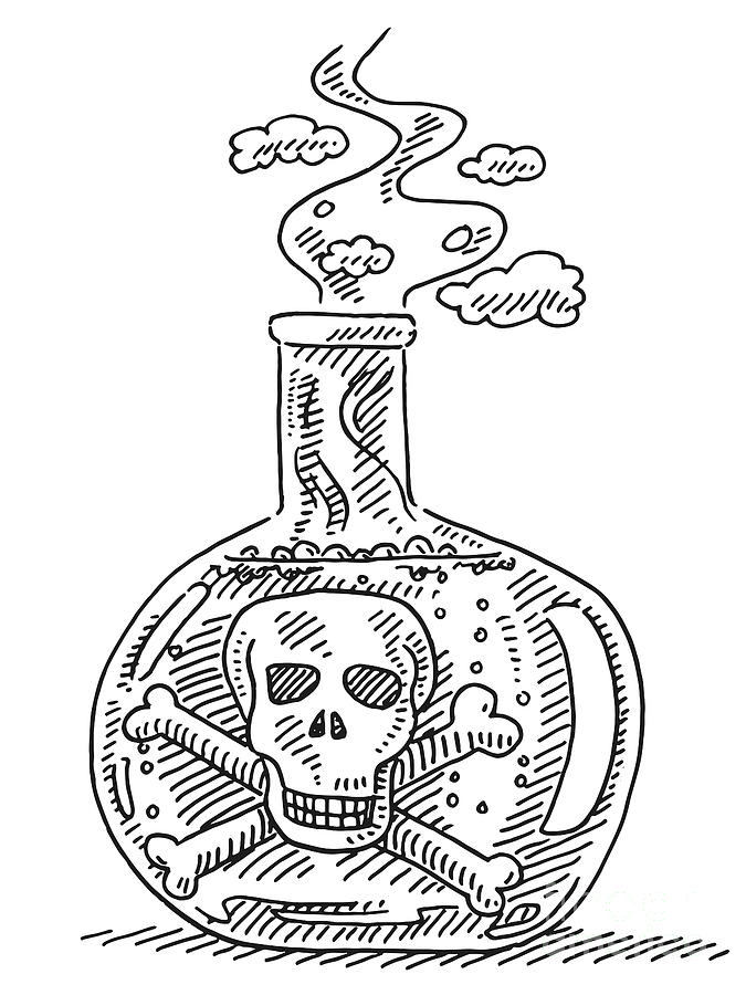 Poison Bottle Drawing Drawing by Frank Ramspott Fine Art America