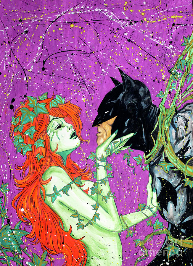 Poison Ivy vs. Batman Drawing by Sledjee Art