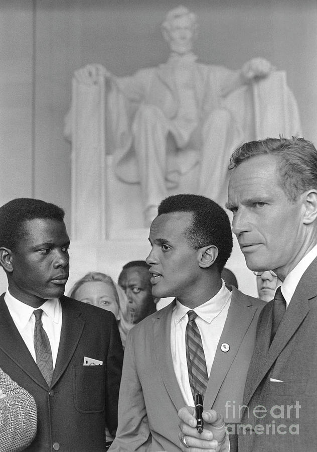 Poitier, Belafonte, and Heston, 1963 Photograph by Rowland Scherman
