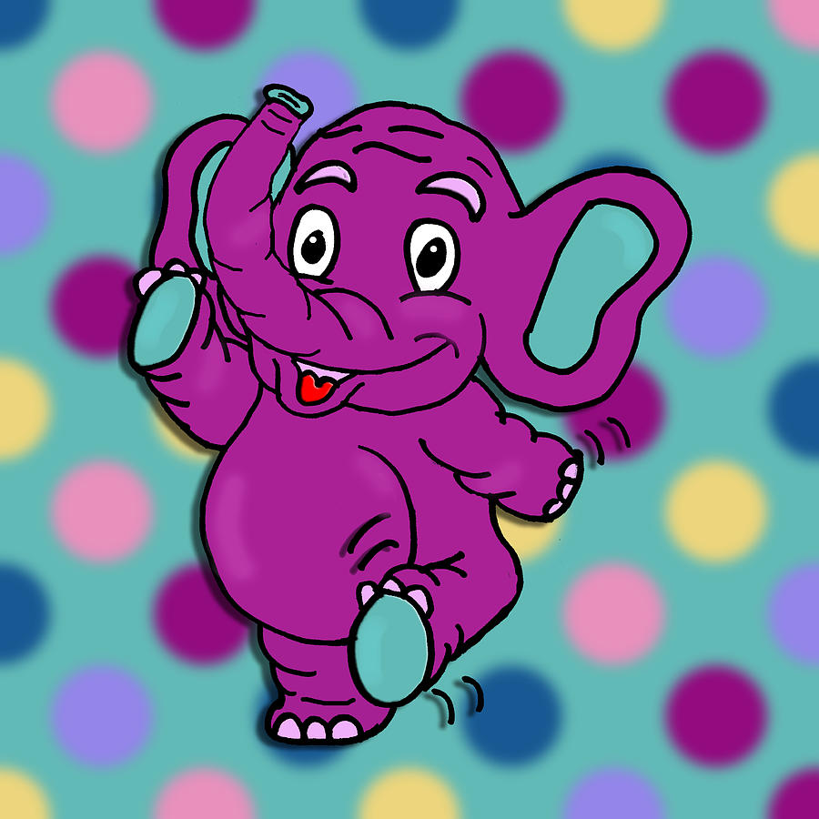 Polka Dot Animals ...Hippity Hop Elephant Mixed Media by Kelly Mills