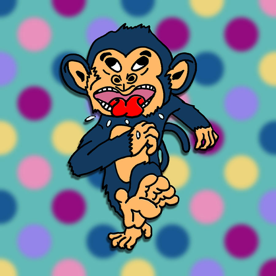 Polka Dot Animals ...Jogging Monkey Mixed Media by Kelly Mills